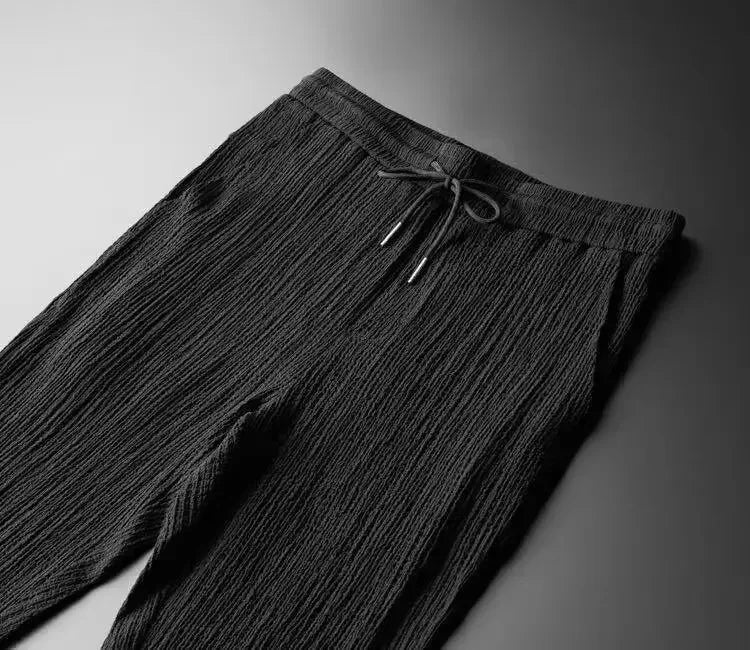 Summer Ultra-thin Five-piece Ice Silk Linen Suit Men's Cotton Linen 2-piece Set Loose-fit Mid-sleeve T-shirt Sports Wear.