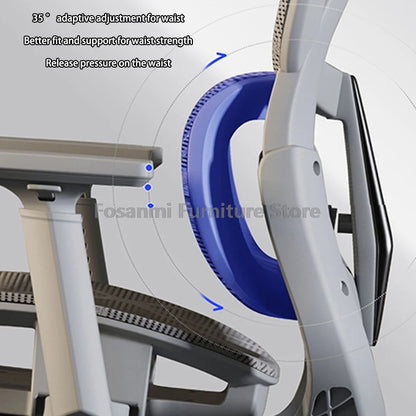 Atmungsaktiver Mesh-Computer-Bürostuhl mit Armlehne und Lordosenstütze, verstellbarer ergonomischer Schreibtischstuhl, Heim-Gaming-Kopfstützenstuhl