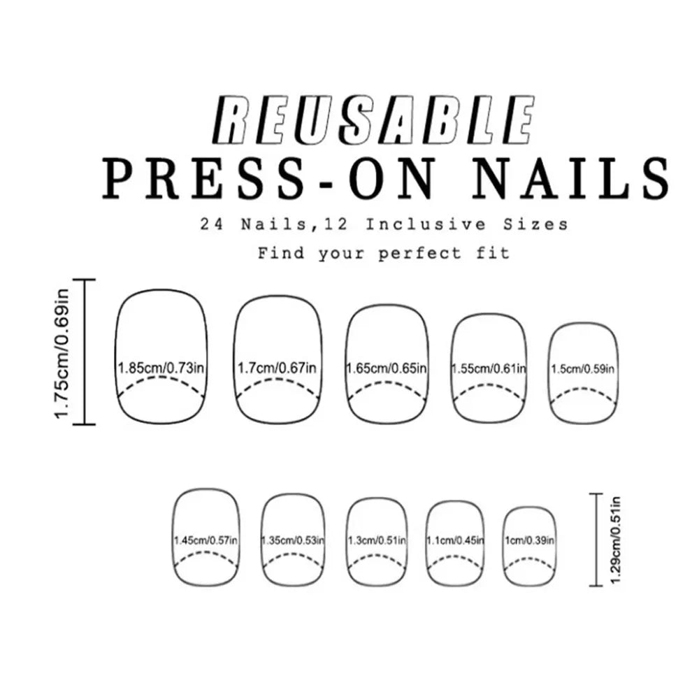 24pcs/set short medium long fake nails for Spring summer season gradient peach flowers butterfly heart press on false nail art