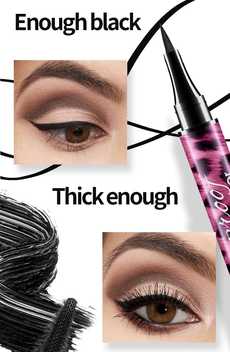 YANQINA Liquid Eyeliner Pencil 4D Waterproof Mascara Set Cosmetics Eye Liner Thick Curling Mascara Eyebrow Pencil Eyes Makeup.