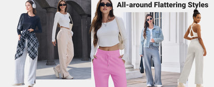 TACVASEN Fleece Hose mit weitem Bein Damenmode hoch taillierte Jogging hose Lounge hose weiche warme Winter Baggy Hose Streetwear.