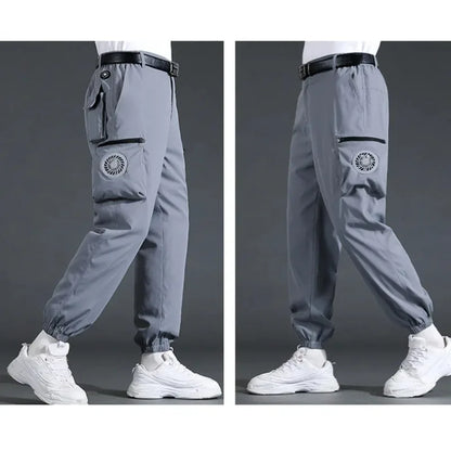 Fan Pants Cold Fishing Pure Cotton Site Welder Camping Ride Climbing Hiking Sports Fan Suit Air-Conditioning Clothes Fan Cooling.