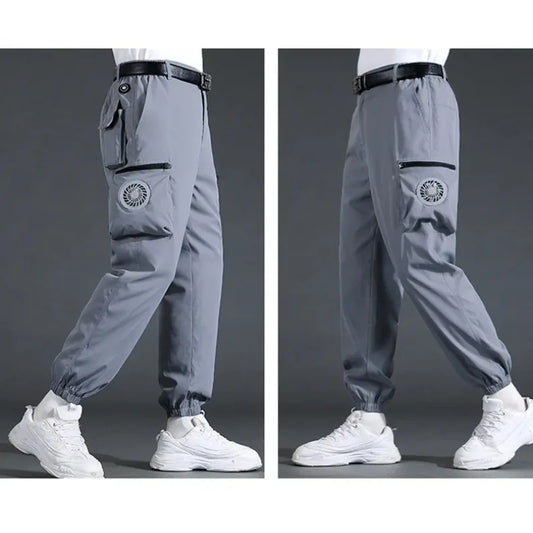 Fan Pants Cold Fishing Pure Cotton Site Welder Camping Ride Climbing Hiking Sports Fan Suit Air-Conditioning Clothes Fan Cooling.