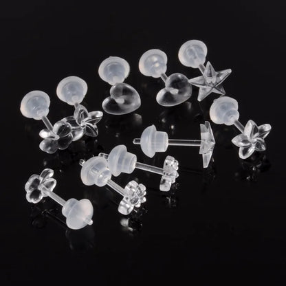 2/100Pcs Mini Resin Ear Studs for Women Anti-allergy Prevent Allergy Transparent Girls Invisible Cute Earring Piercing Jewelry.