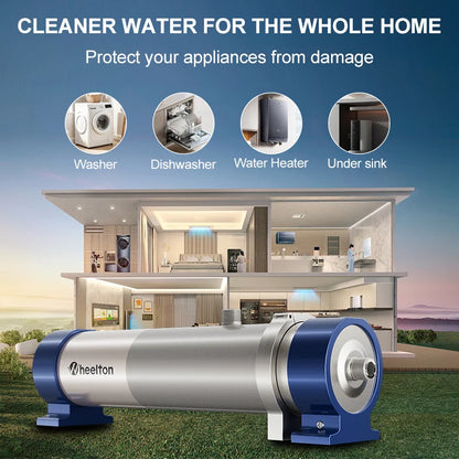 Wheelton whole house high flow water filter purifier 1000L-3000L SUS304 mineral water filter Reusable 0.01um PVDF for 5 years.