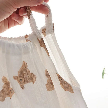 Neugeborene Baby Sommer dünne Bodysuit Mädchen ärmellose Hosenträger Stram pler Anzug Jungen niedlichen Stickerei Cartoon Pyjama Hut 2 Stück Set.