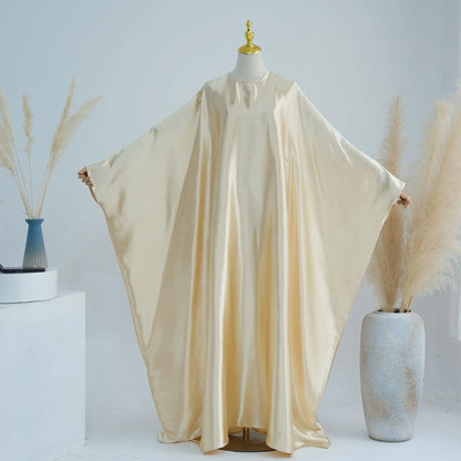 Batwing Satin Shimmer Abaya Damen Dubai Luxury Islam Muslim Kaftan Dress Women Kebaya Vestidos Djellaba Robe Femme Musulmane