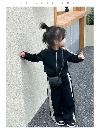 Girls Spring Sets Toddler New Autumn Sports Casual Suits Kids Long-sleeved Jacket+Pants 2Pcs Outfits Children Loose Clothing Set.
