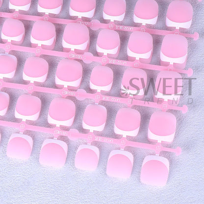 160pcs White Pink French Fake Press on Fake Nails Tips Short Square Full Cover Artificial Acrylic Fake Toenails For Nail Salons.