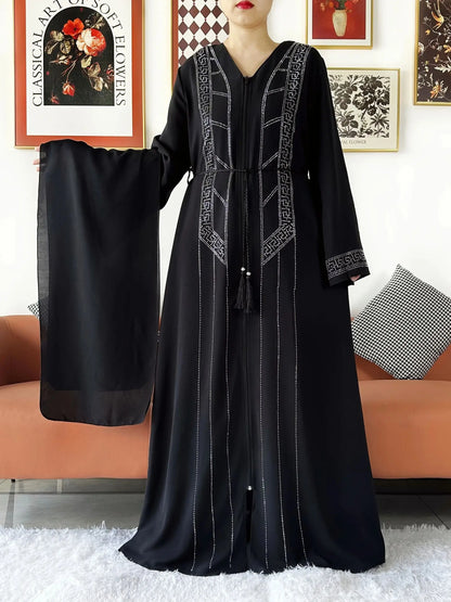 Laxury Design New Women Elegant Dress Chiffon Open Abaya Muslim Women Dress Islamic Clothing Cardigan Abaya Women Muslim Dress