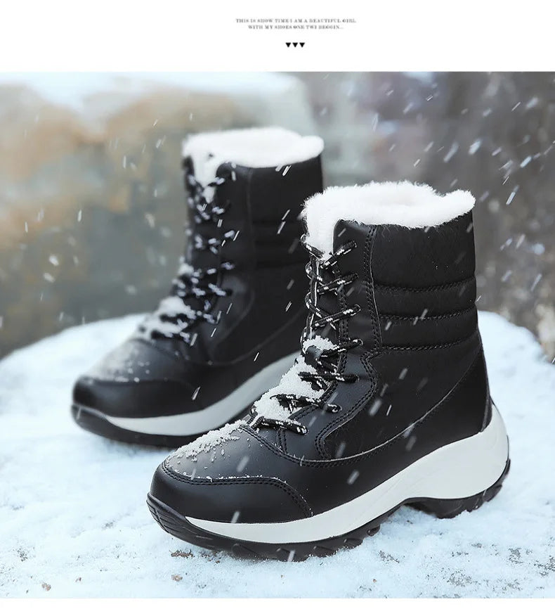 Women's Boots Lightweight Fur Boots Ankle Heels Winter Shoes Woman Fashion White Platform Botas Mujer Snow Boots Winter Footwear