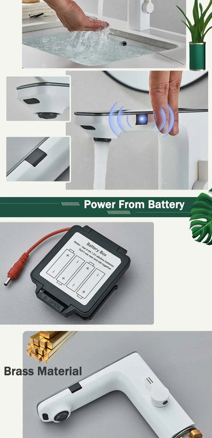 rozin Touchless Sensor Basin Faucet Smart Digital Display Bathroom Sink Faucets Grey Brass Sense Hot Cold Water Mixer Tap Crane