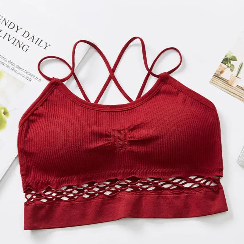 Tube Top Woman Bra Sexy Lingerie Female Fitness Top Cross Strap Seamless Underwear Active Bra Women's Intimates.