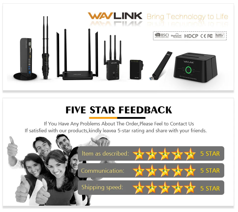 WAVLINK WiFi 6 Gigabit Router AX6000 Dual-Band 5GHz 2.4GHz Wireless Mesh Router 2500Mbps WAN/LAN with 8x5dBi High Gain Antennas