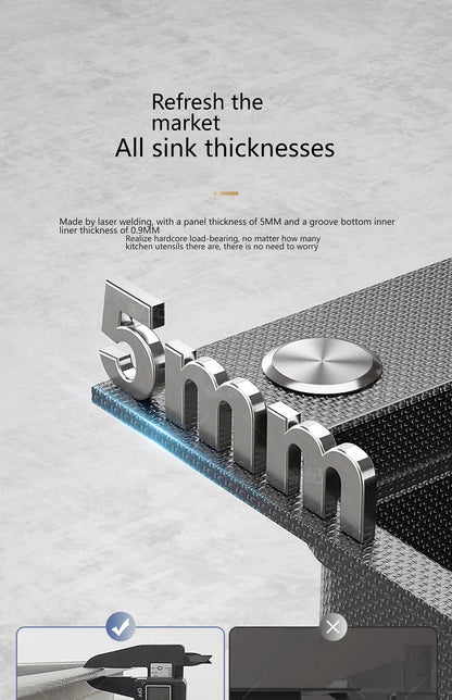 Stainless Steel Kitchen Sink Gray Household Large Single Slot Wash Vegetables and Dish Basin Multifunctional Dish Basin Sink