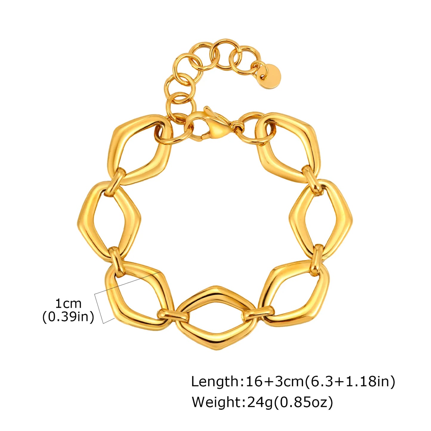 Chunky Bold Toggle Bracelets for Women, Stainless Steel OT Buckle Link Chain Bracelet Gold Plated Tarnish Free.