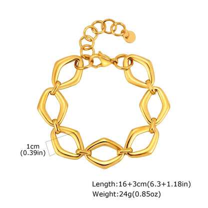 Chunky Bold Toggle Bracelets for Women, Stainless Steel OT Buckle Link Chain Bracelet Gold Plated Tarnish Free.