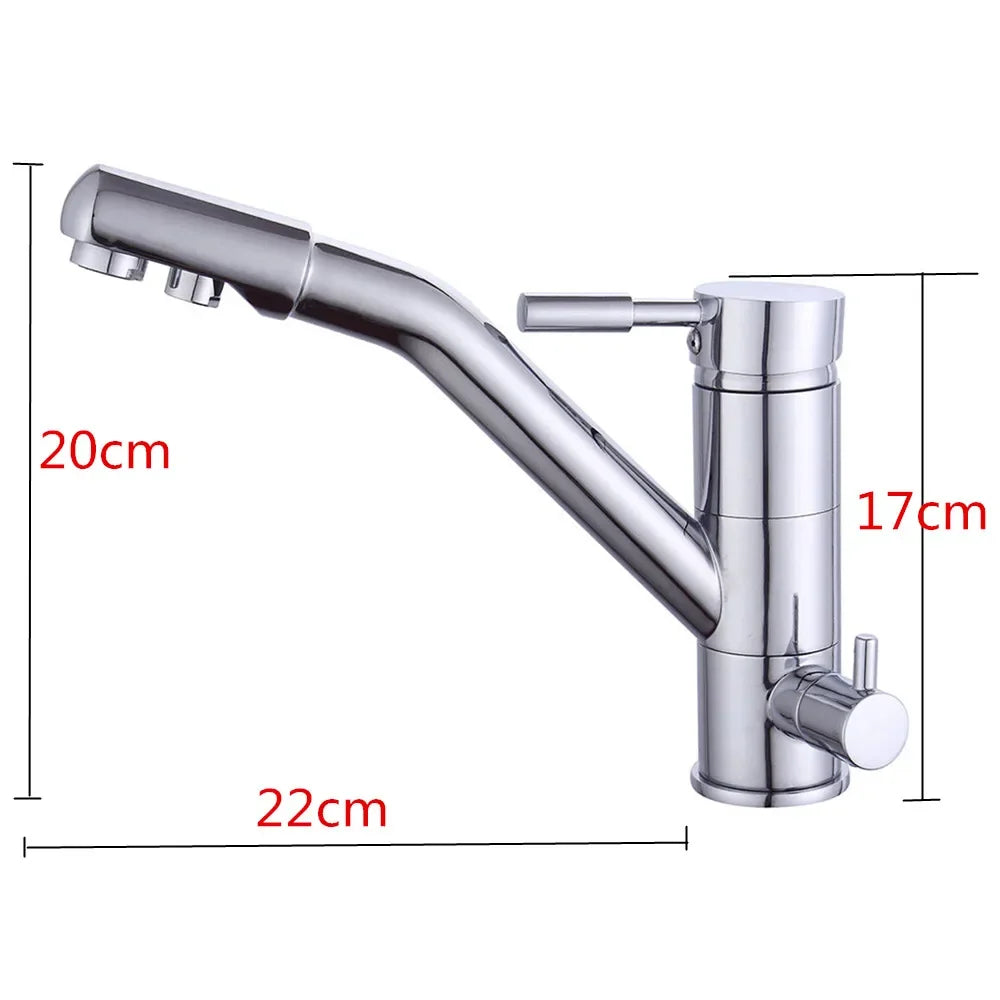 3 in 1 Kitchen Water Filter Faucet Three-way System Water Crane Sink Faucet Rotatable Three-way Single Lever Water Filter