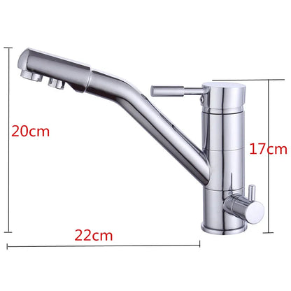 3 in 1 Kitchen Water Filter Faucet Three-way System Water Crane Sink Faucet Rotatable Three-way Single Lever Water Filter