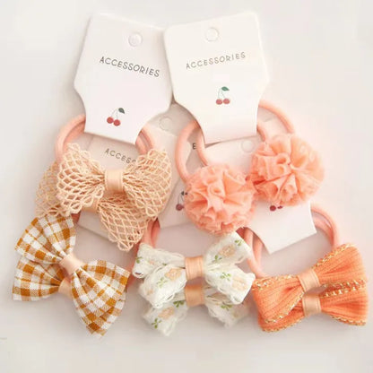 10Pcs/Lot, Elastic Hair Bow Clips for Children, Children's Headwear Hair Accessories for girls, Cute Hair ties, Lovely Hair Rope