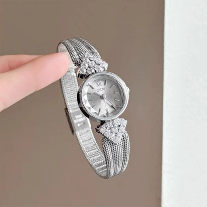 GEDI Watch Gold Silver Diamond Inlaid Steel Strip Women's Wristwatch Vintage Niche Light Luxury Temperament Quartz Watch Woman.