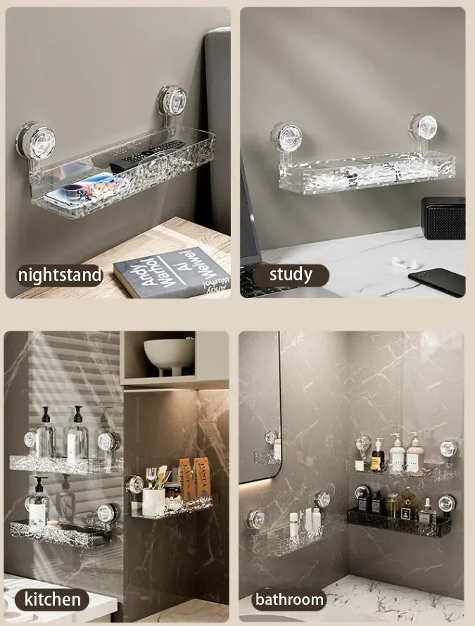 Wellpappe-Saugnapf-Aufbewahrungsregal für Badezimmer, Wandmontage, nicht stanzbar, Waschraum, Waschbecken, Waschbecken, Eck-Duschgel-Aufbewahrungsregal