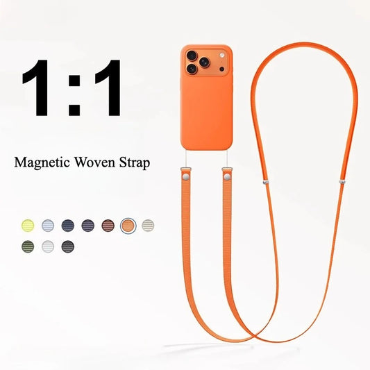 High End Official Magnetic Woven Strap for Orginal Iphone 17 Pro Max 17 Air Phone Crossbody Lanyard Anti-loss Apple Strap.