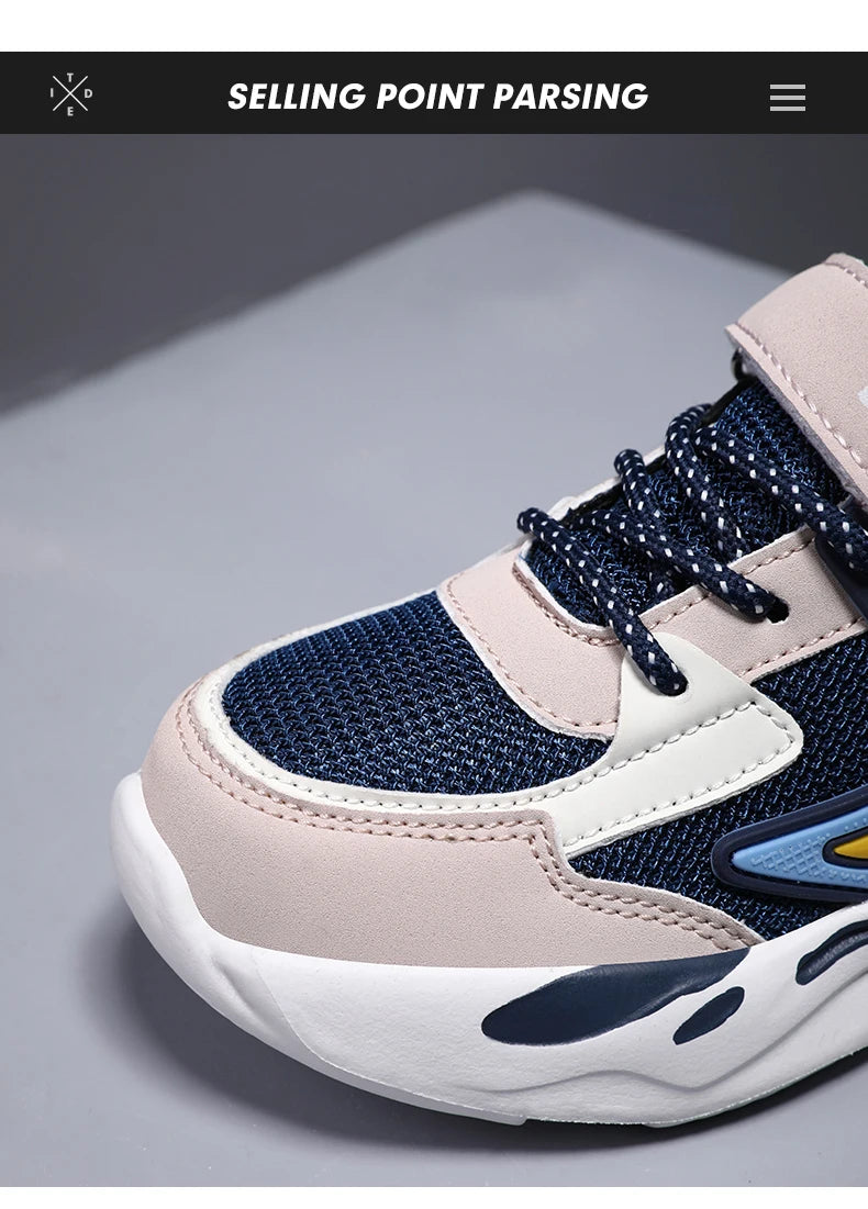 Kids Boy Fashion Trend Casual Sneaker Non-Slip Children's Sports Shoes Breathable Mesh Comfortable Wear.