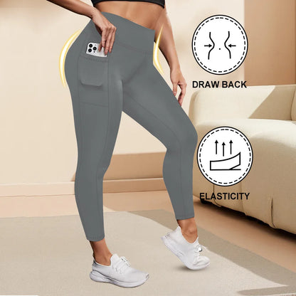 Women's High-Waisted Yoga Pants Plus Size Butt-Lifting Workout Leggings with Pockets Elastic Activewear for Gym & Running