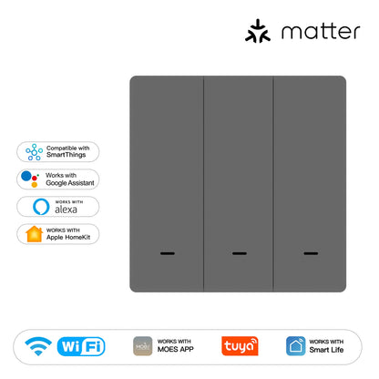 MOES Smart Lichtschalter EU WiFi Matter Button Fernbedienung kompatibel mit Alexa Google Home Apple Homekit Smartthings