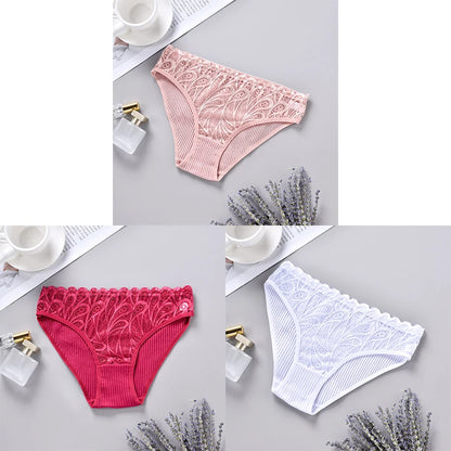 3PCS Cotton Solid Color Women's Panties Breathable Skin-friendly Women's Underwear Home Comfortable Soft Sexy Ladies' Lingerie.