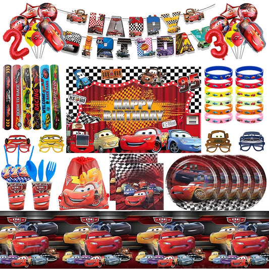 Disney Cars Geburtstagsdekoration Cartoon Lightning Mcqueen Party Pappteller Servietten Tassen Ballon Event Supplies Babyparty Kind.