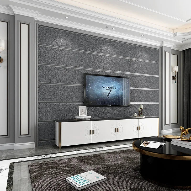 Hirschhaut Samt horizontal gestreifte Tapete Wohnzimmer Schlafzimmer gestreifte Film- und Fernsehwand 3D-Relief verdickte Tapete