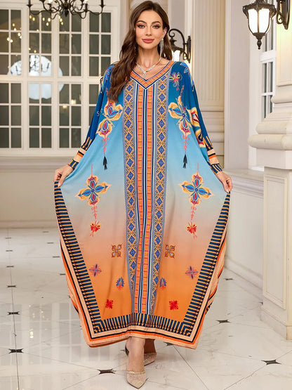 Frauen bestickte lange Kaftane Plus Size Kaftan Kleider Strand Badeanzug Cover Up Moomoo Kleid marokkanische Robe