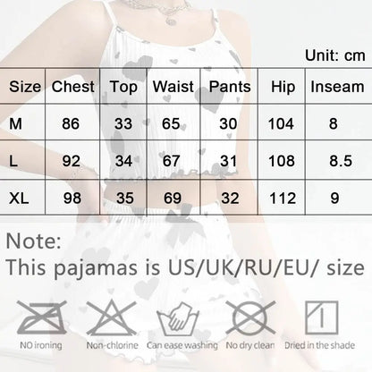 Zweiteiliges Set Sommer dünner Pyjama Homewear Set Polyester Freizeitanzug einfarbig Sling Shorts Damen.