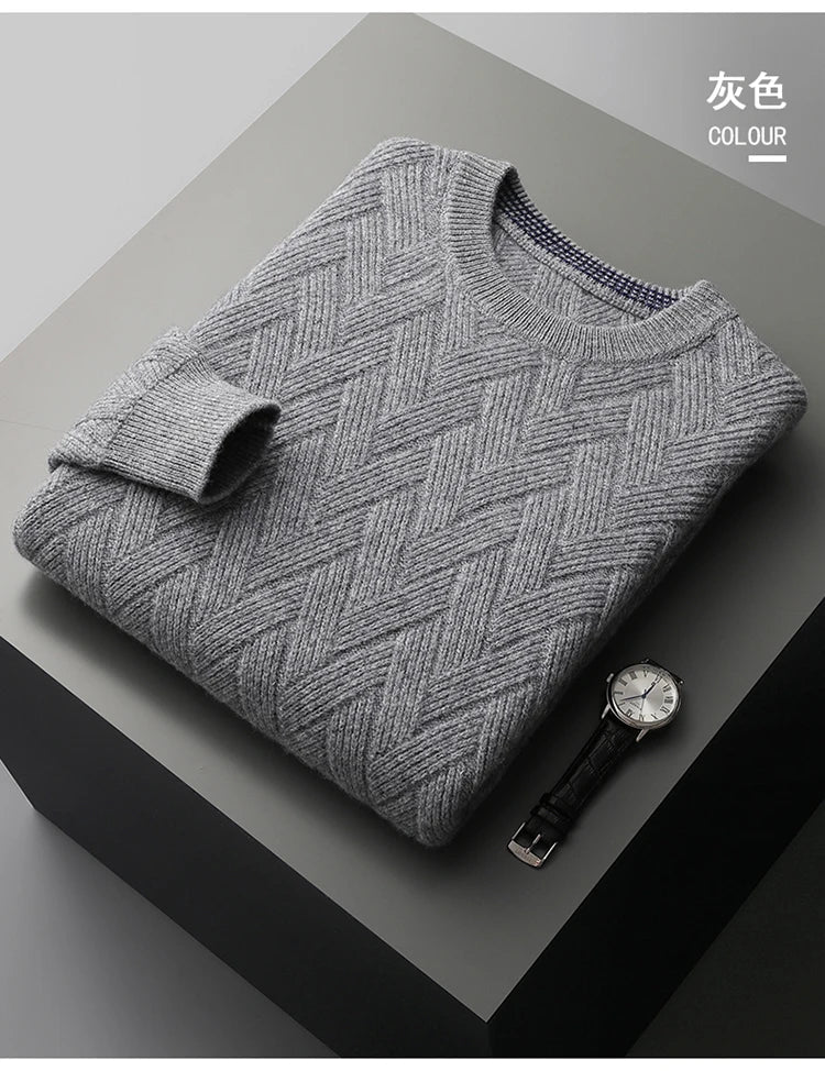 LHZSYY Men' New 100%Cashmere Sweater Winter O-Neck Mat Pullovers Long Sleeve Loose Plus Size Base Shirt Thicken Casual Knit Tops.