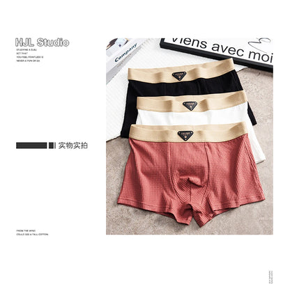3 Teile/paket 100% Baumwolle Solide Stricken Gestreiften männer Höschen Super Weiche Hygroskopischen Atmungsaktive Boxer Hohe Elastische Taille Mann Unterwäsche