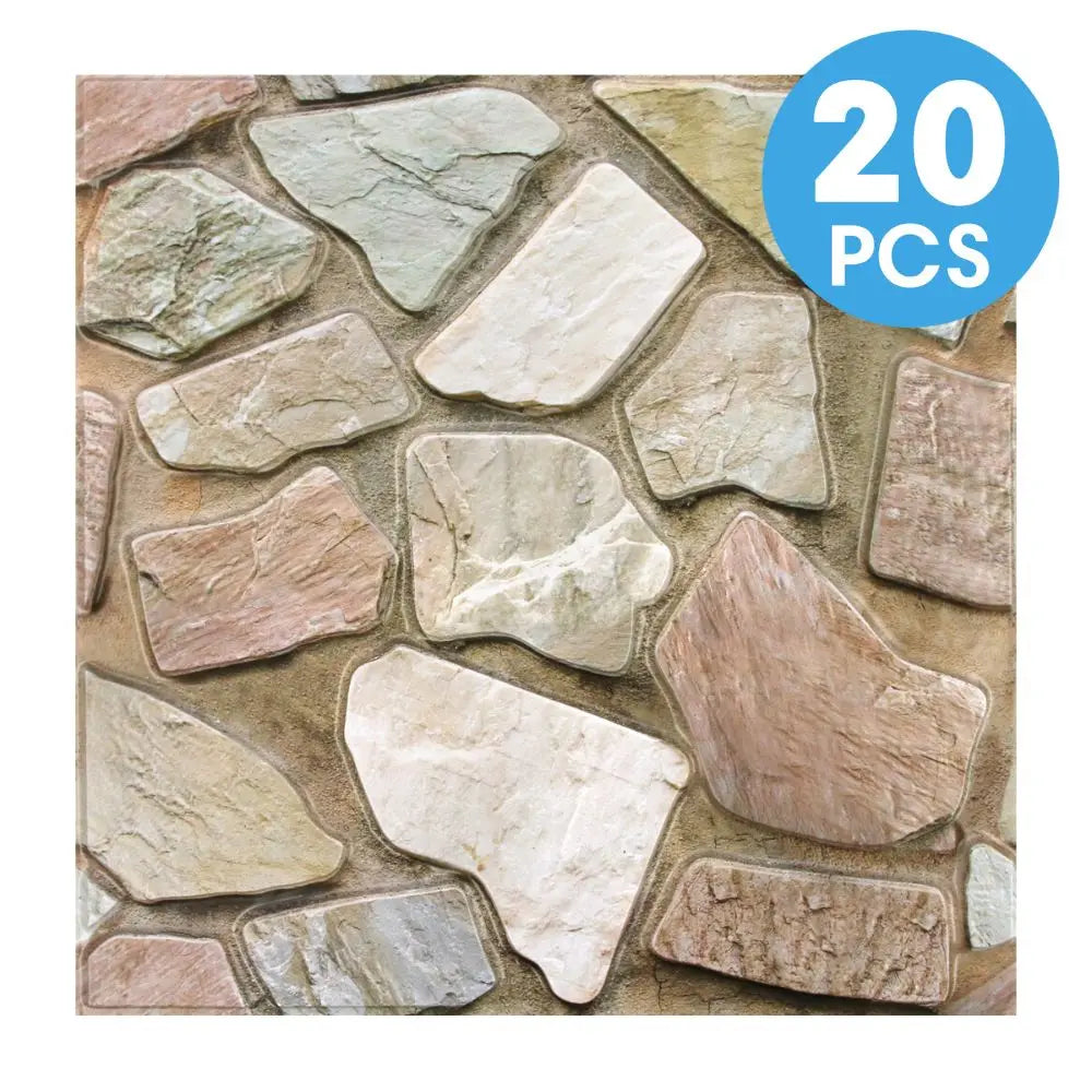 10/20 Pcs, 3D Faux Stone Peel and Stick Wall Panels, PVC Waterproof Wall Stickers ,Kitchen, Bathroom Wall Decoration, Backsplash