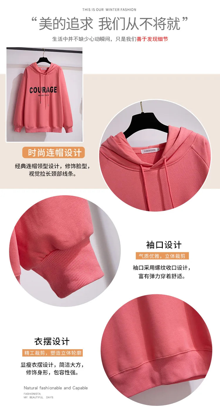 175 kg Plus Size Damen Büste 170 Frühling Herbst Lose Brief Kapuzenpullover Sweatshirt Schwarz Rot Weiß 4XL 5XL 6XL 7XL 8XL 9XL.