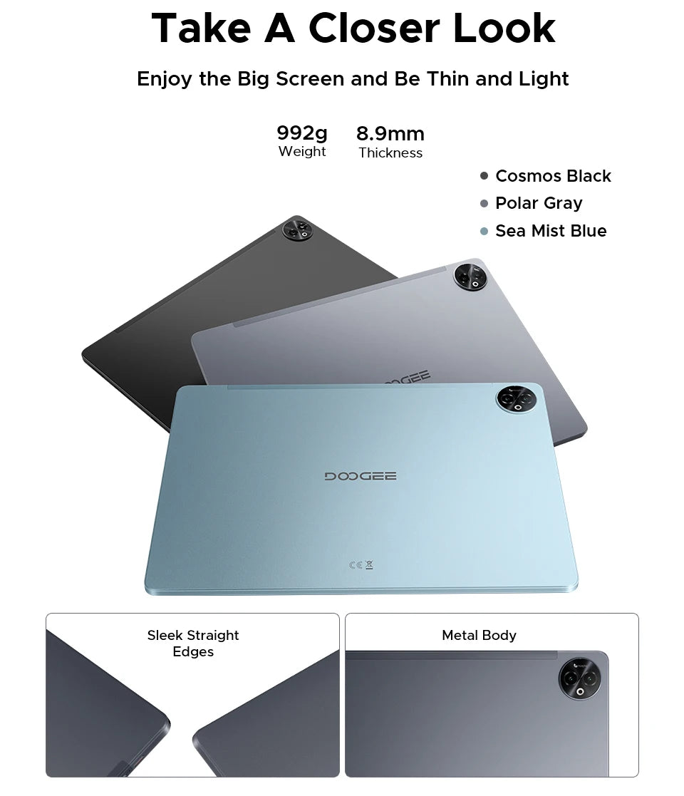 Global Version DOOGEE Tab E3 Max Tablet PC Android 15 Gemini AI 14'' 2.1K Screen 8GB RAM 256GB 13500mAh Large Battery Smart Pad.