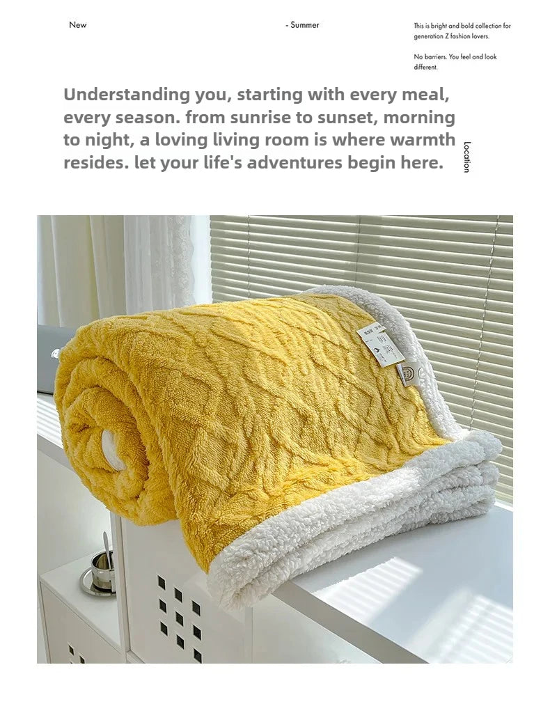 Double Layer Fleece Blanket Autumn Winter Thick Warm Office Nap Throw Blankets for Sofa Bed Single Double Soft Plush Comforter.