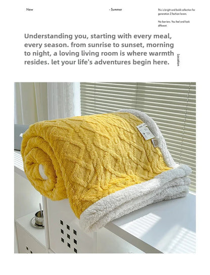 Double Layer Fleece Blanket Autumn Winter Thick Warm Office Nap Throw Blankets for Sofa Bed Single Double Soft Plush Comforter.