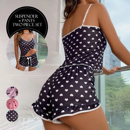2Pcs Sommer Pyjamas Set für Frauen 2023 Sexy Hause Kleidung SleepwearTank Top Anzüge Shorts Nette Unterwäsche Nachtwäsche Weich Sleeveless.