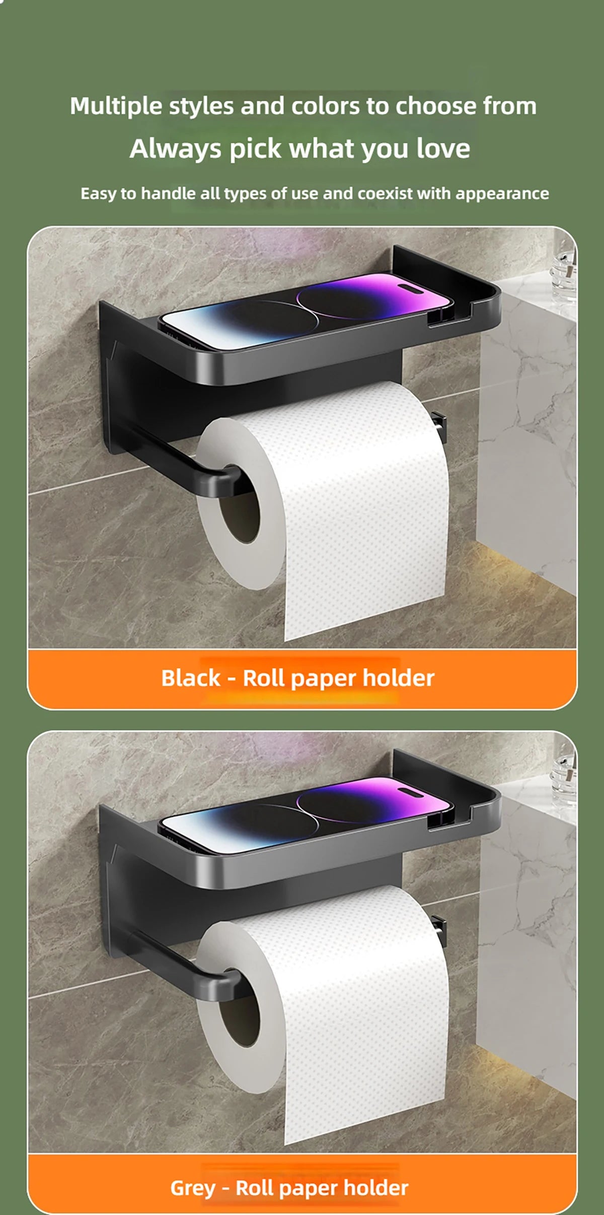 1 Stück wandmontiertes Aufbewahrungsregal, Toilettenpapierhalter, No-Punch Roll Organizer – Badezimmer-Aufbewahrungszubehör