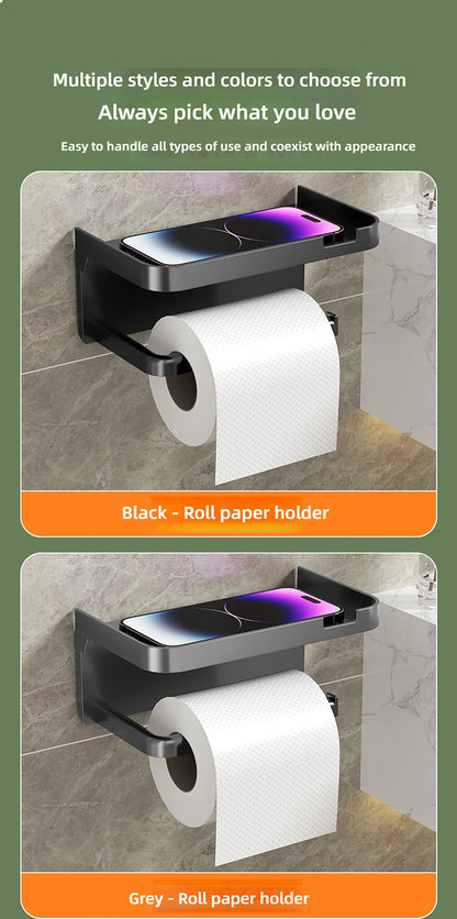 1 Stück wandmontiertes Aufbewahrungsregal, Toilettenpapierhalter, No-Punch Roll Organizer – Badezimmer-Aufbewahrungszubehör