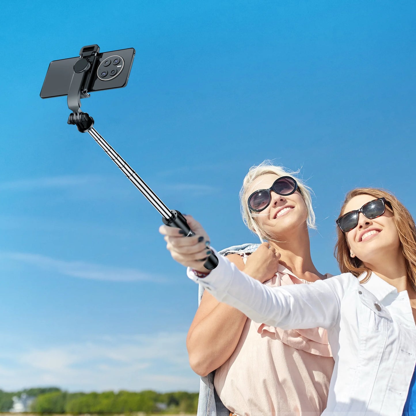 Q02 Foldable Tripod Selfie Stick Wireless Bluetooth Live Stand Holder Stabilizer for Huawei Xiaomi iPhone Cell Phone.