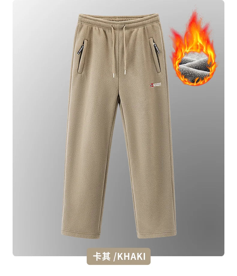 Winter Fleece Ski Pants Men's High Quality Extreme Cold Wool Thick Warm Trousers Women New 2025 Outdoor Camping Work Sweatpants.