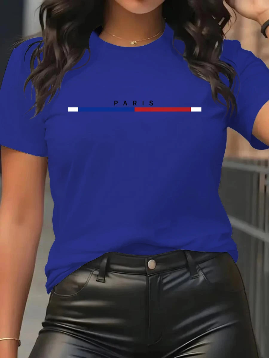 Women's T-shirt 100% Cotton Paris Fashion Short sleeved Top Loose Plus Size Shirt Short Sleeves Women TeeCotton Woman Tshirts.