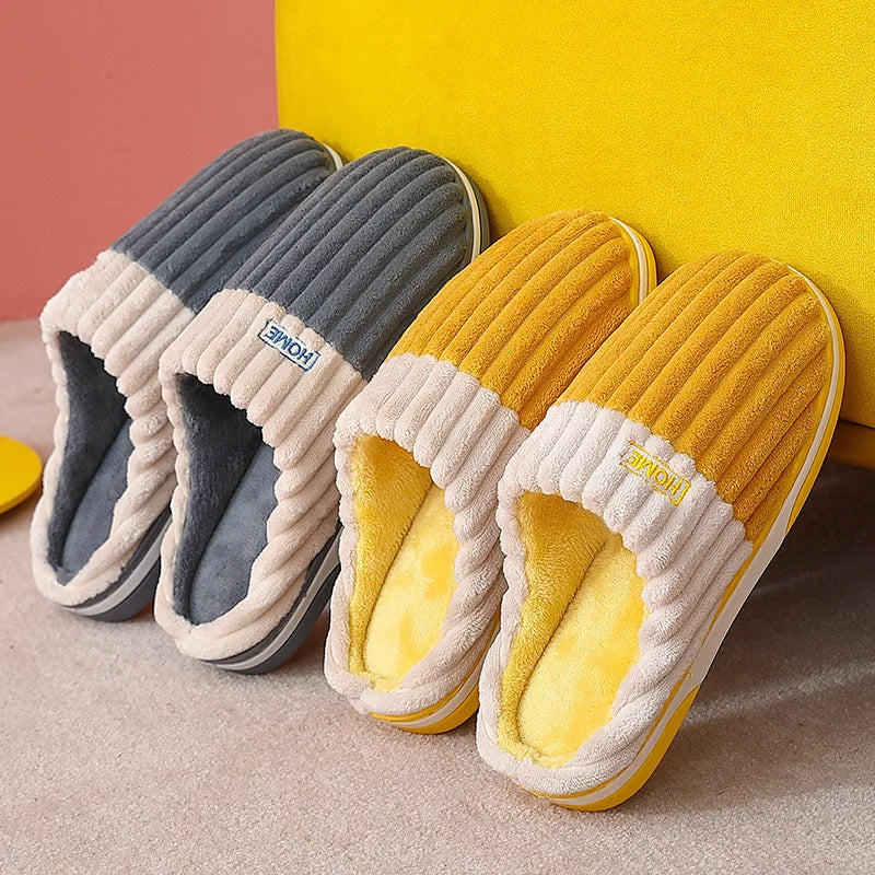 Shevalues Women's Fuzzy House Slippers Winter Warm Plush Indoor Non-slip Bedroom Slides Men Soft Comfort Fur Fluffy Cotton Shoes.