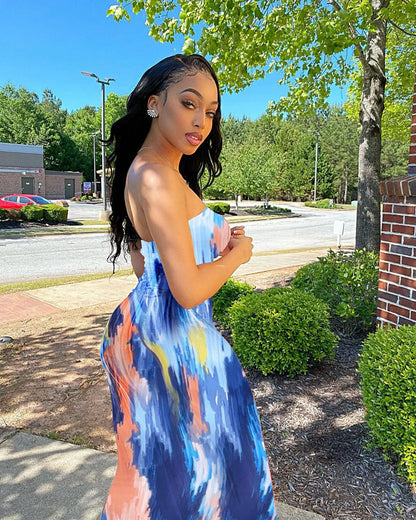 Sommer Lange Kleider Für Frauen Bodycon Brust Wrap Print Off Schulter Verband Schlank Sexy Kleid 2024 Neue Mode Party Vestidos